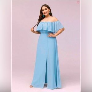 Ever Pretty Plus Split Thigh Ruffle Trim Dress